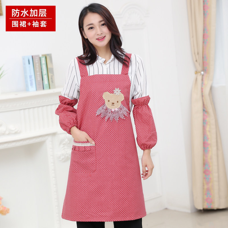 Liquidación Corea moda delantal impermeable de las mujeres manga leche té tienda cocina restaurante flor tienda TRABAJO ROPA logotipo personalizado logotipo