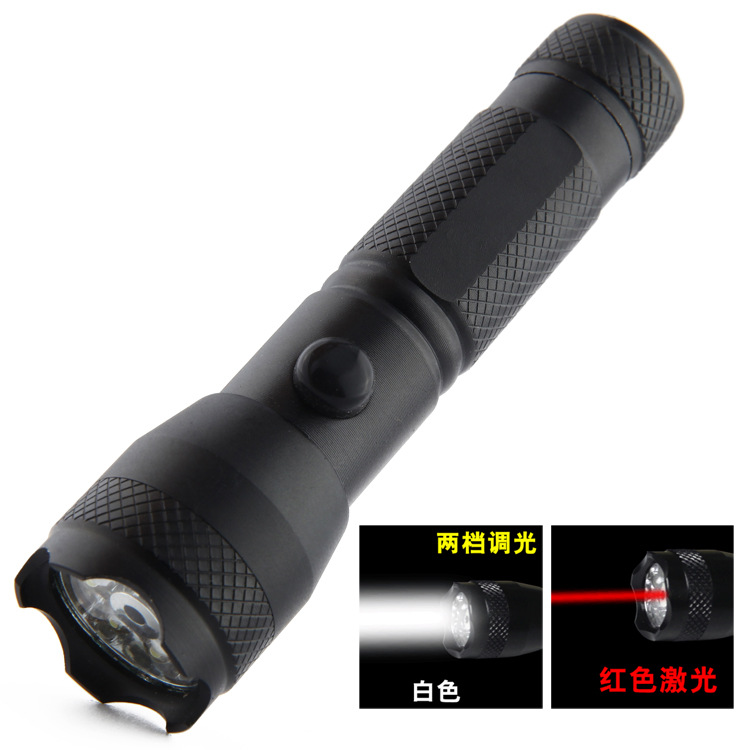 Iluminación de 7 LED + 1 láser rojo, linterna multifunción portátil de aleación de aluminio para exteriores 560