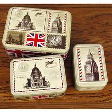LONDON米字旗三件套方形铁盒 饼干盒 收纳盒 饼干盒 礼品盒