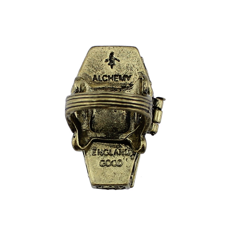 ПRetro ring unisex, European punk coffin design, bronze or antique-silver plating