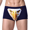 3D personalized printed men's underwear mid -waist young wolf head eagle head Modal's male flats corner trousers