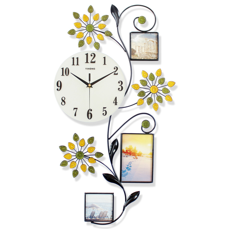 A red wall clock creative photo frame wr...