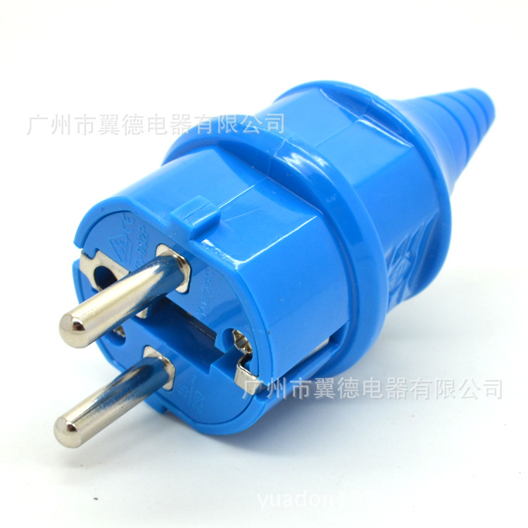 翼德电器厂家直销YD-002欧式防水插头 德标接线插头 法式组装插头