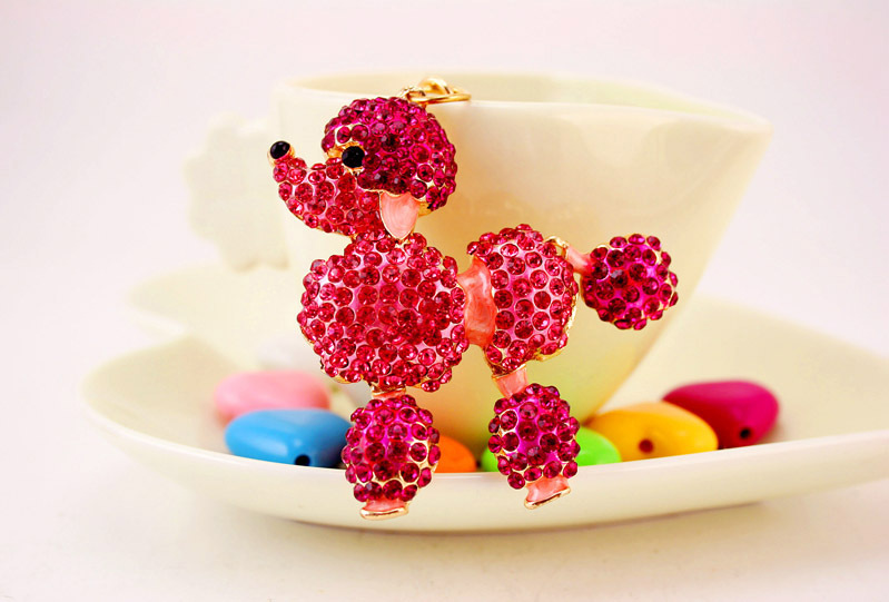 43g Weight Alloy, Metal Material Animal Pattern Unisex Gender Coffee, Pink, Purple, Blue Color Poodle Dog Car Keychain 7