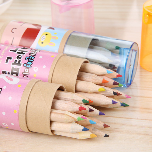 Mini boys and girls 12 colored pencils Korean gift creative cartoon with pencil sharpener kindergarten gift