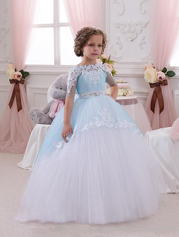 Comercio exterior transfronterizo encaje de manga media con diamantes vestido de niña vestido de princesa vestido de flor de niños espectáculo largo anfitrión de rendimiento Liu Yan