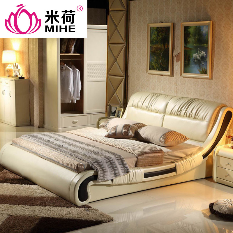 南康家具市场 皮床 双人床1.8米软床 时尚品牌皮艺床 特价|ms