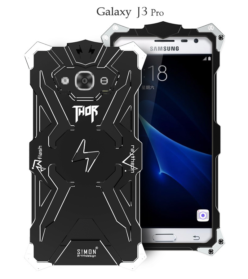 SIMON THOR Aviation Aluminum Alloy Shockproof Armor Metal Case Cover for Samsung Galaxy J3 & J3 Pro