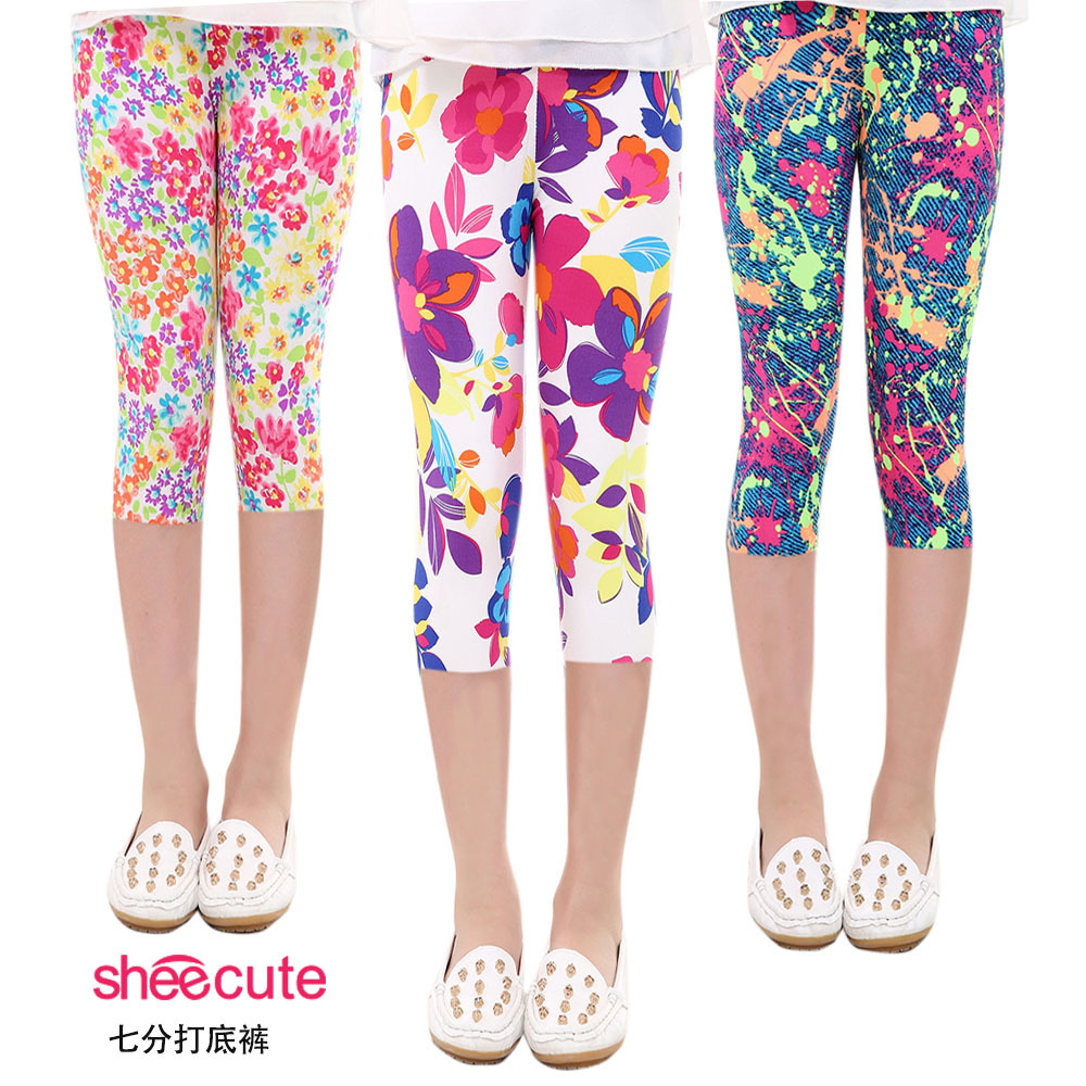 Boy pants 2019 Spring and summer children girl printing . Seventh Leggings CUHK Cropped Trousers wholesale