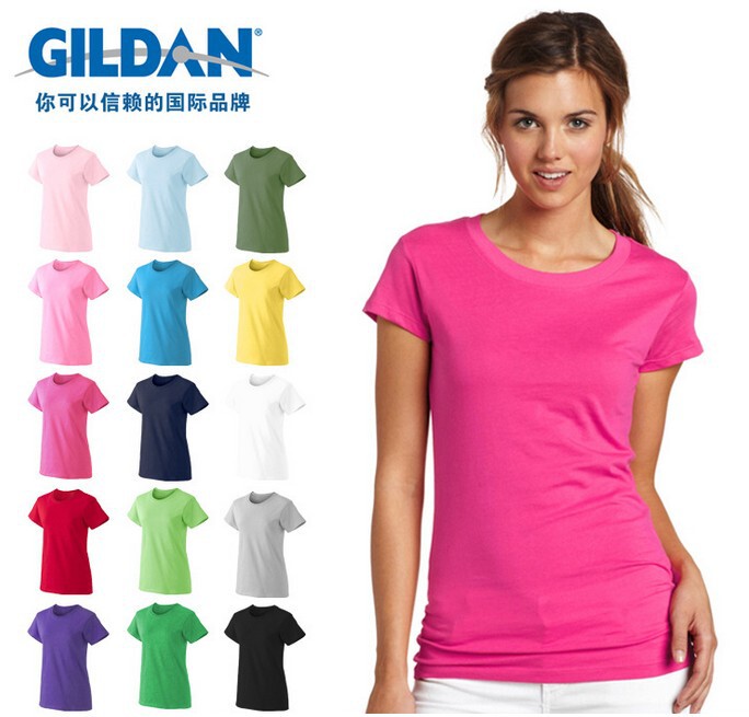 GILDAN GILDAN 76000L Solid Color Women's T-Shirt Pure Cotton Short-sleeved Shirt Advertising Shirt Women's T-shirt GILDAN GILDAN 76000L Solid Color Women's T-Shirt Pure Cotton Short-sleeved Shirt Advertising Shirt Women's T-shirt
