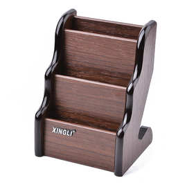 【品质保证】供应复古木质实木三格笔筒 创意时尚名片笔筒批发