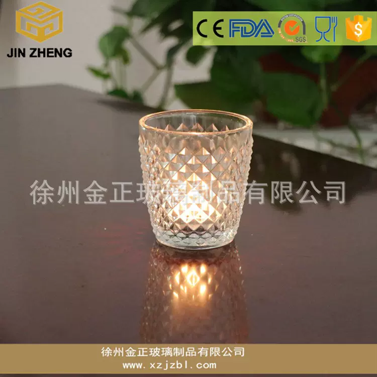 厂家促销 刻花玻璃烛台  罐蜡器具