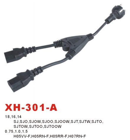 电线厂家三插分支器C13品字尾配欧式VDE插头0.75~1.0mm平方