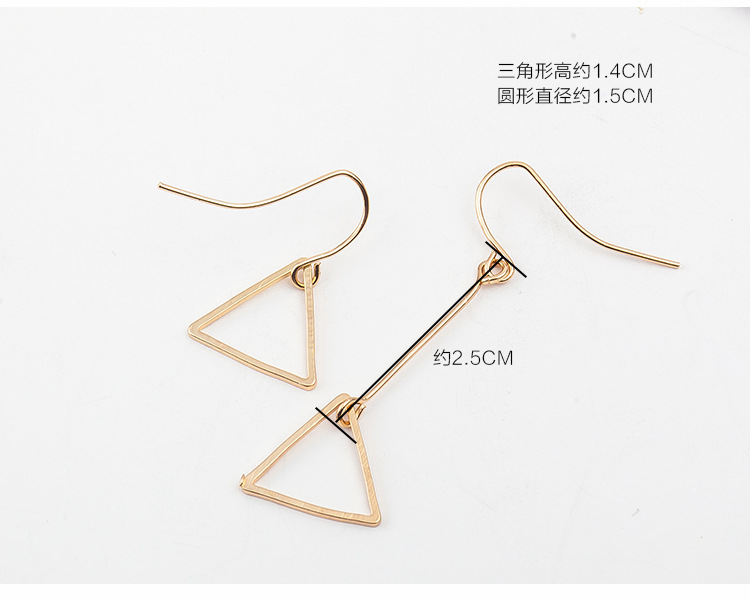 Japanische Und Koreanische Minimalist Ische Geometrische Hohle Runde Dreieckige Asymmetrische Ohrringe Ohrringe Weibliche Dreieckige Lange Ohrringe Ohrringe display picture 12