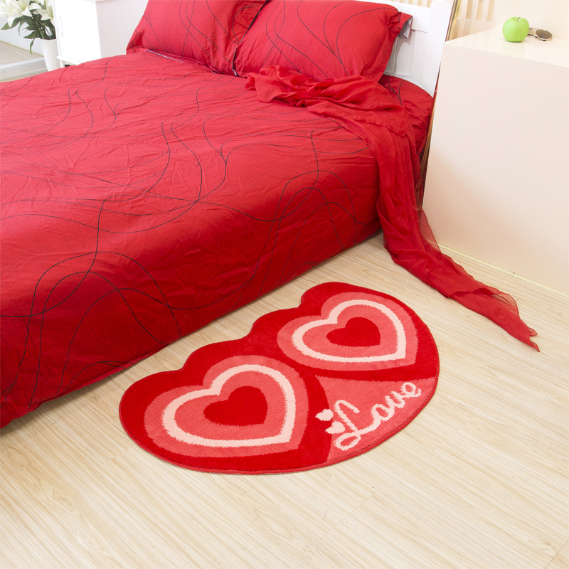 廠家直銷時尚可愛愛心地墊地毯 心形門墊 婚慶臥室個性地墊裝飾墊