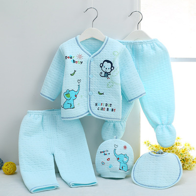 Autumn and winter baby thickening keep warm Underwear suit 0-3 newborn baby pure cotton clothes Five-piece wholesale