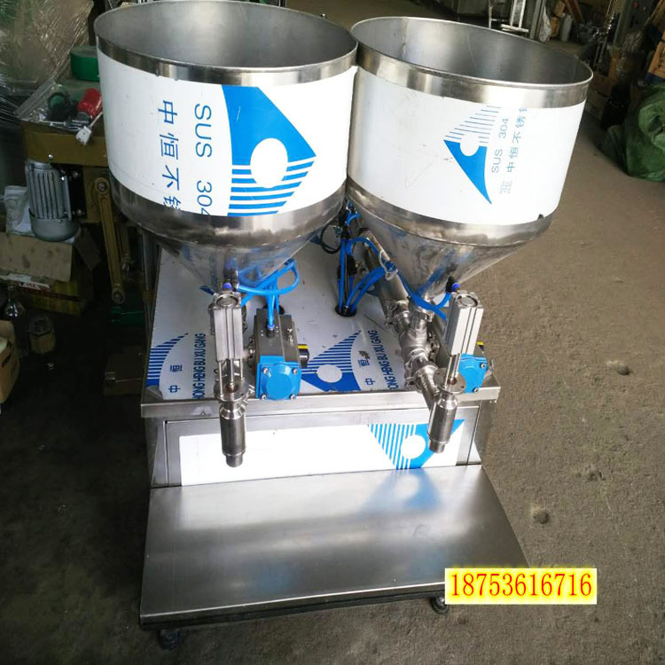 双头半自动膏体灌装机 芝麻酱、辣椒酱灌装机 一台起批