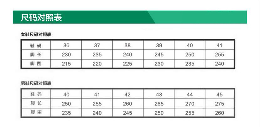 布鞋尺码表