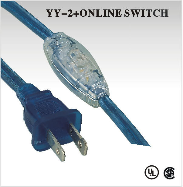 电线厂家透明电源线美式带线上303开关旋钮齿轮开关插头电源线