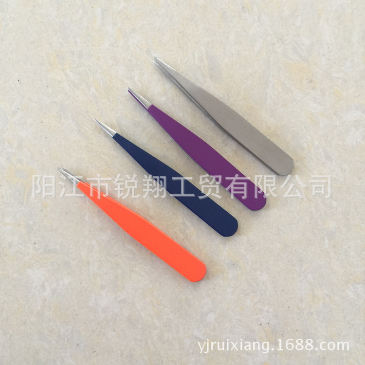 迷你眉毛夹不锈钢430直身6CM眉夹 尖口斜口眉拔 粉刺夹