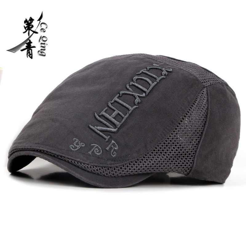 Sombrero delantero transpirable de los hombres sombrero de ocio al aire libre sombrero para el sol coreano primavera y verano Delgado boina enarbolada de las mujeres