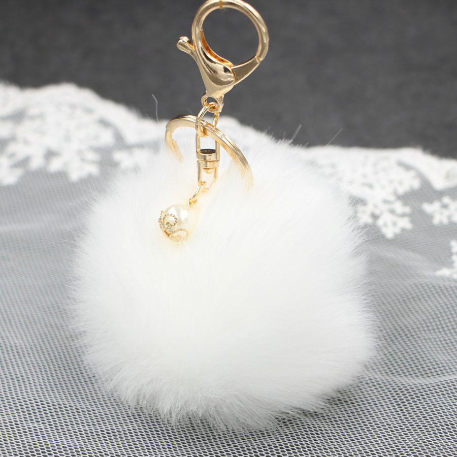 1 Piece Simple Style Solid Color Simulation Wool Keychain display picture 3