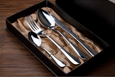 西餐牛排刀叉四件套刀叉勺加厚不锈钢餐具高档礼品套装定制logo|ms