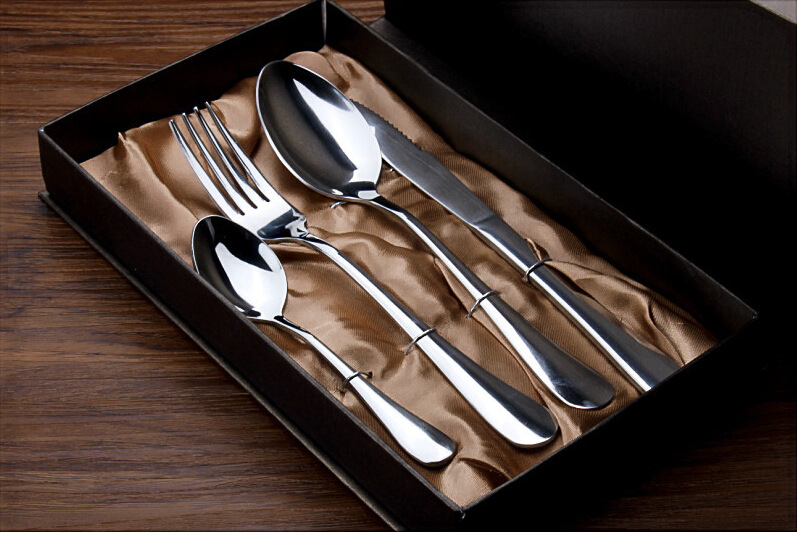 西餐牛排刀叉四件套刀叉勺加厚不锈钢餐具高档礼品套装定制logo|ms