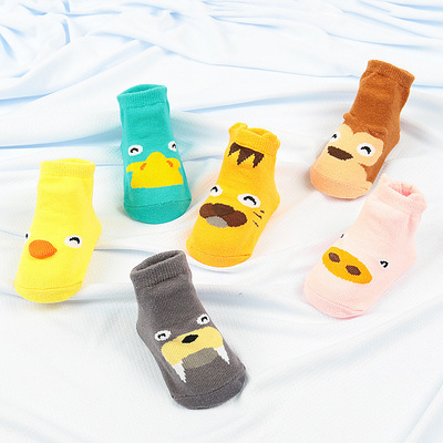 儿童袜子 婴幼儿卡通立体袜宝宝袜子可爱中筒袜新生儿直板袜批发|ru