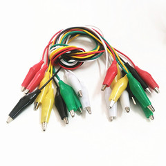 Small crocodile clip test line, red, black, yellow, green and white, 2 each, double-ended small crocodile clip line, power supply clip, total length 48CM