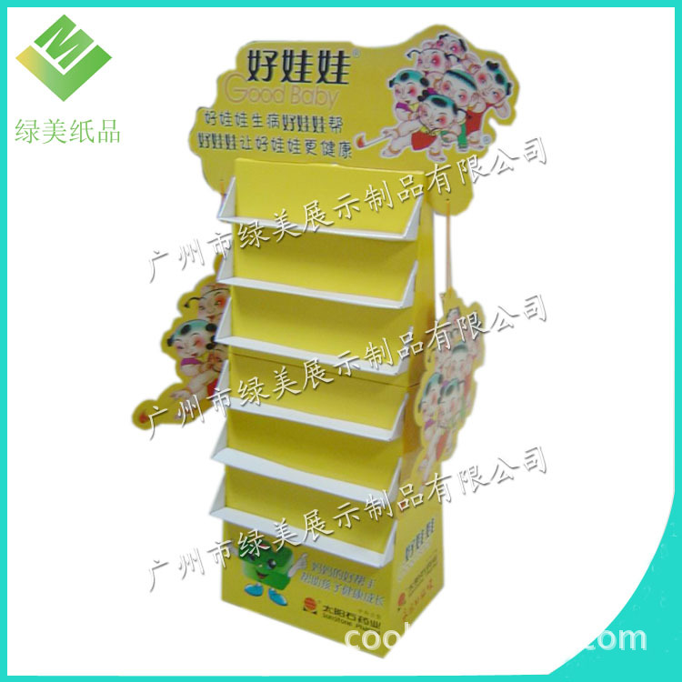 纸展架 落地式纸货架 儿童饮料纸陈列架 超市纸促销架