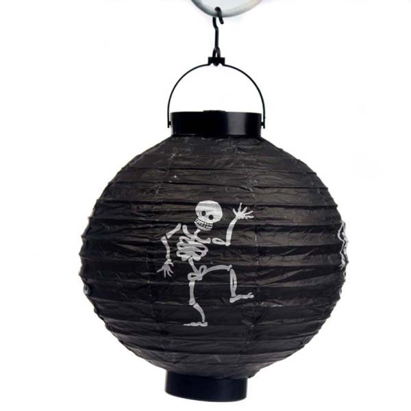 Черная скелетная бумажная фонарь