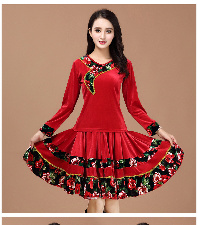 【广场舞服装秋冬新款套装 舞蹈服金丝绒中老