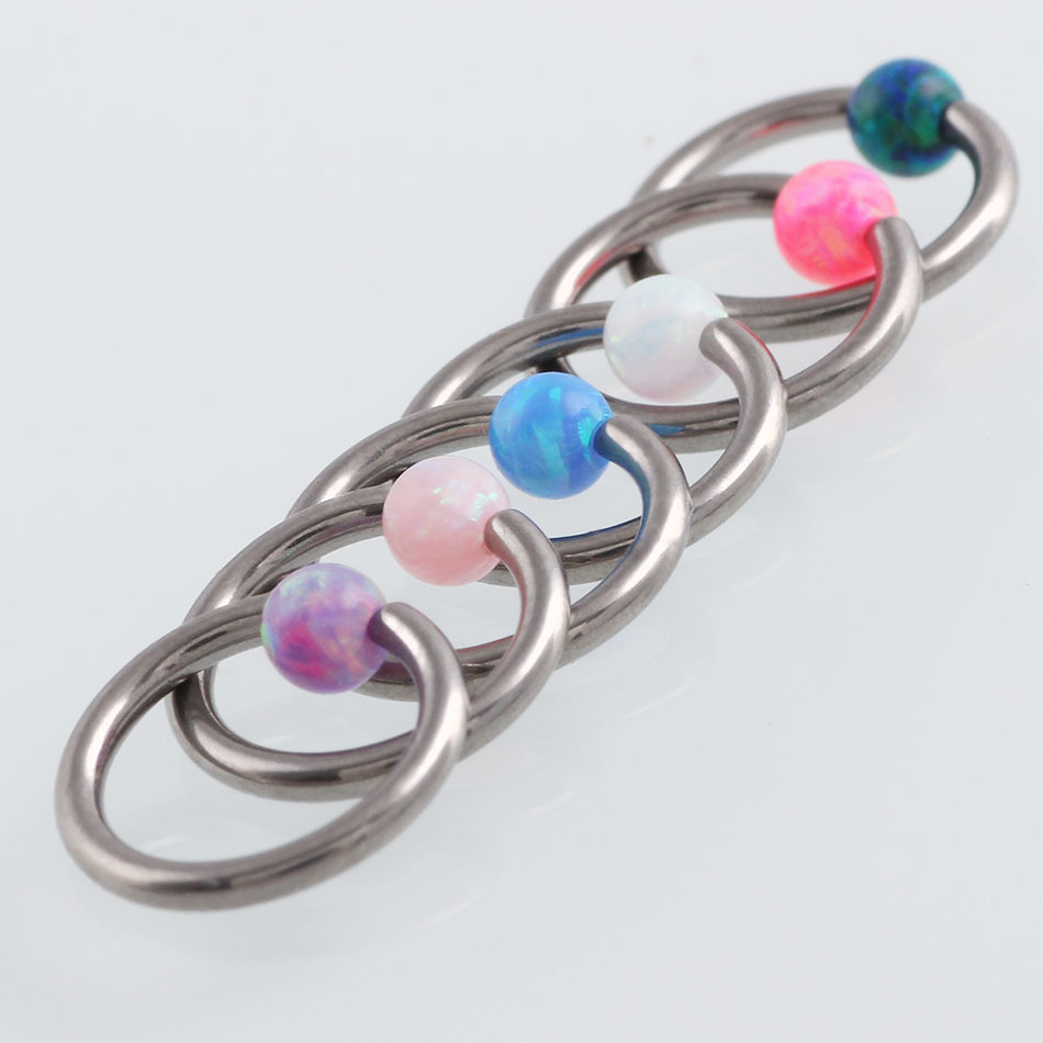 Fashion Round Titanium Steel Inlay Artificial Gemstones Nose Ring 1 Piece