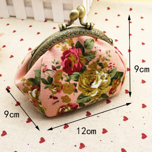 Canvas cloth art creative zero purse small coin purse hand bag mouth gold material bag key card bag wholesale