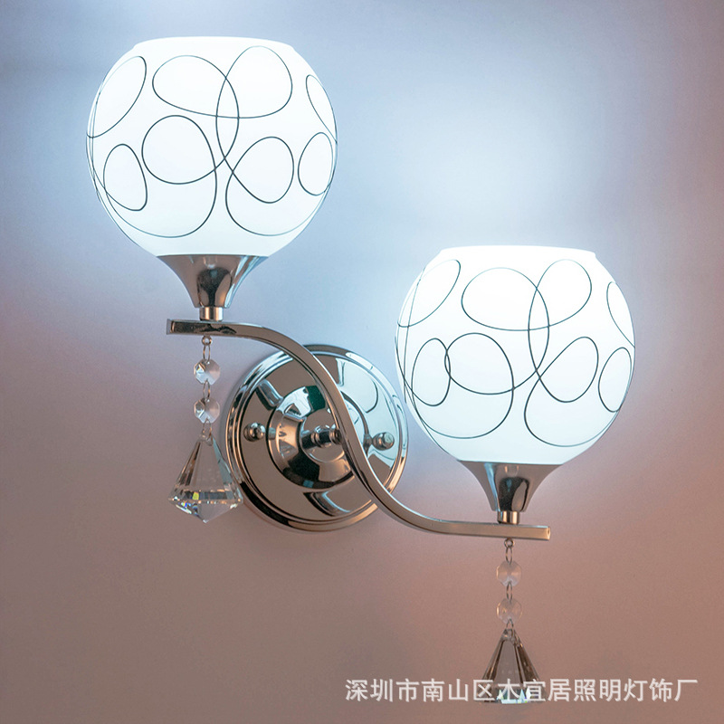 壁灯床头灯卧室现代简约创意led墙壁灯客厅楼梯阳台过道水晶壁灯 - 装潢批发网