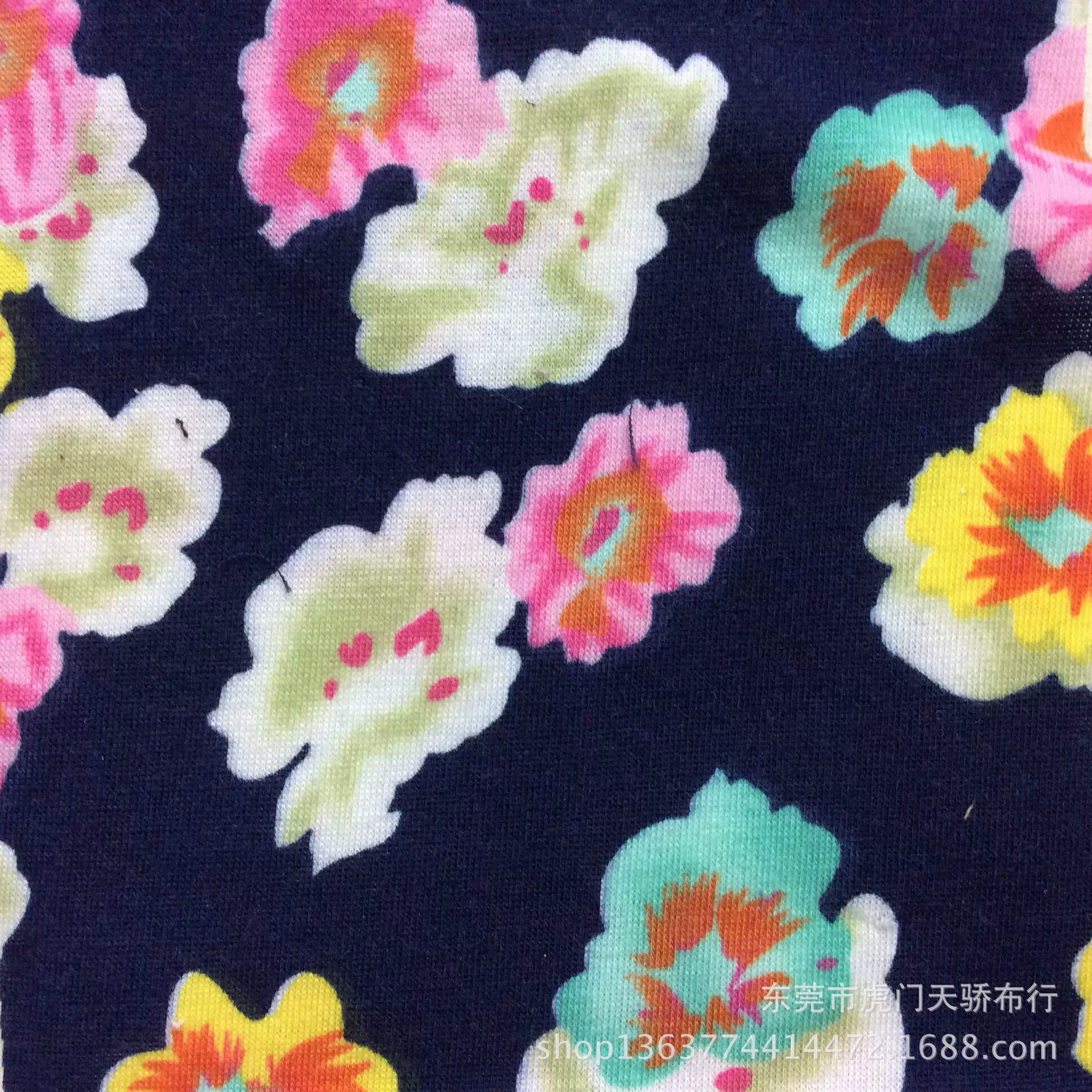 Spot supply knitting single jersey printing knitting imitation cotton pull frame printing small floral dress hair accessories