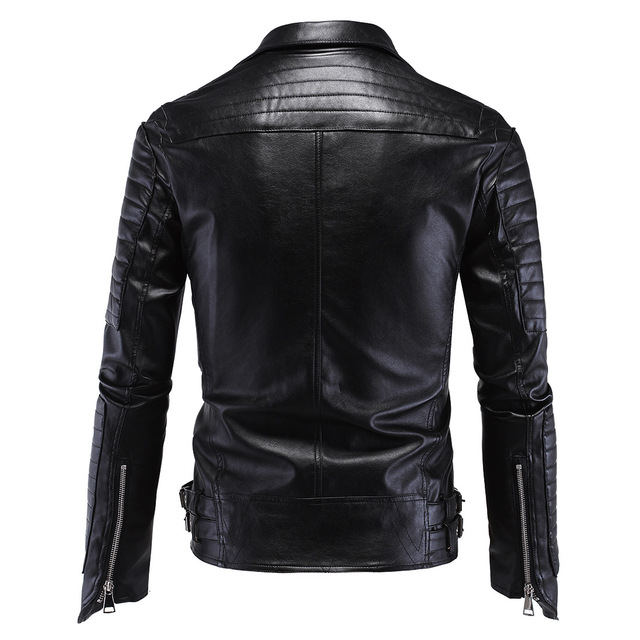 Fashion punk men’s Leather Biker leather fit leather jacket