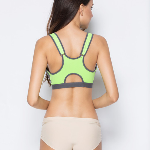 Front zipper sports bra women's double-layer inner cup shockproof push-up no-wire vest running fitness bra for women