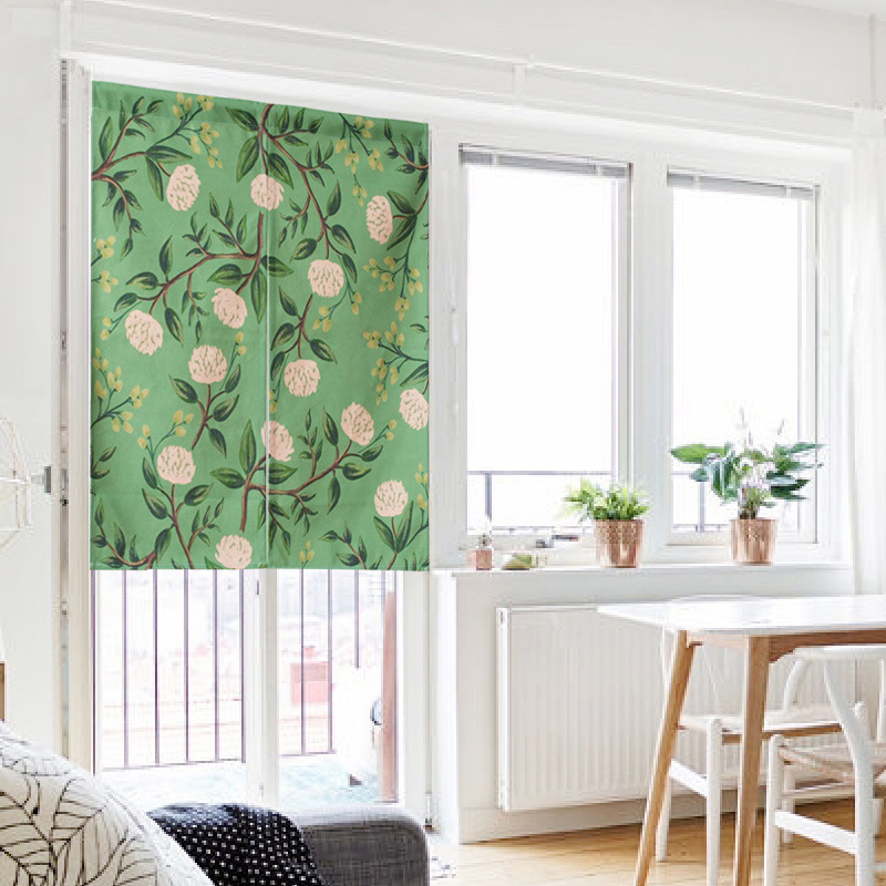 Factory wholesale American Pastoral Botany Blinds Hanging curtain Cotton and hemp Partition curtain Entrance Bathroom half curtain