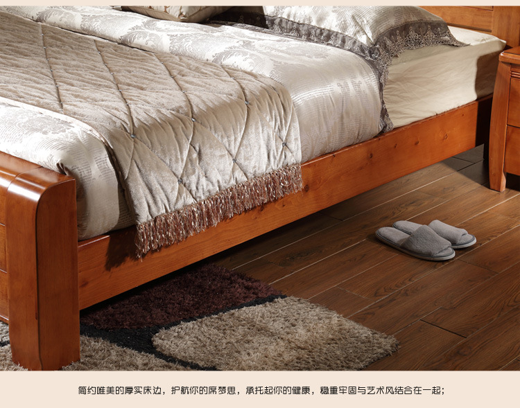 全实木床中式家具单人床1.5米特价橡木高箱双人床1.8米批发供应