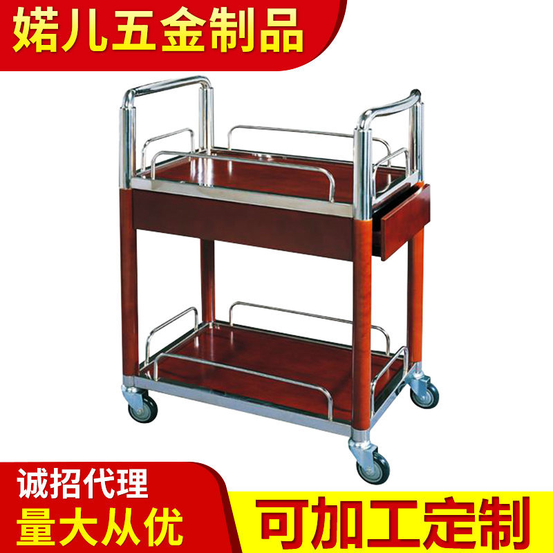批发供应钢木火锅两层服务车 酒店西餐专用火锅车茶水车手推车