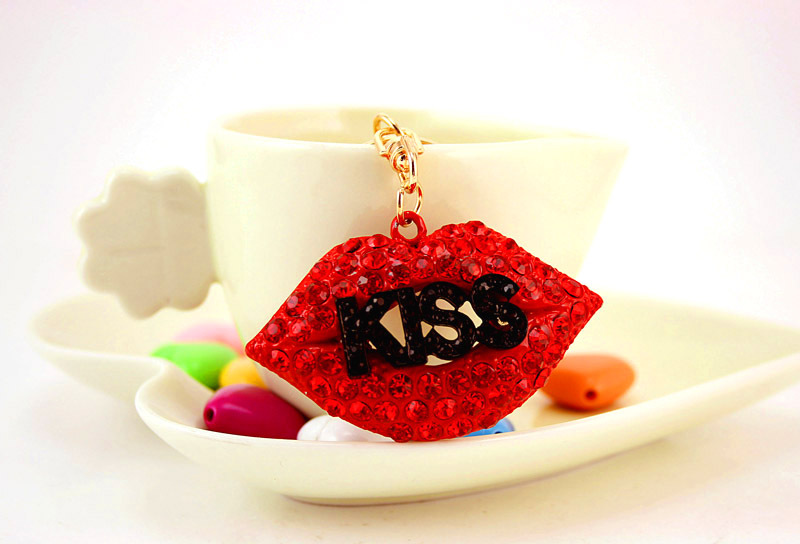 45g Weight Alloy, Metal Material Cartoon Pattern Unisex Gender Red, Black Color Korean Fashion Exquisite Sexy Red Lips Key Chain Pendant 4