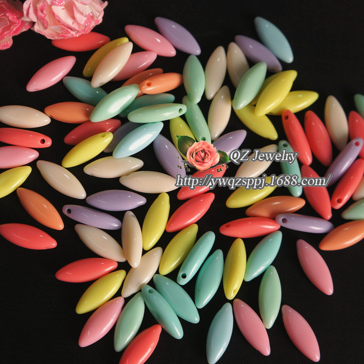 Factory direct sales 8*22 diy children's educational beading accessories Spring color series long needle beads hanging hole beads detail image 3