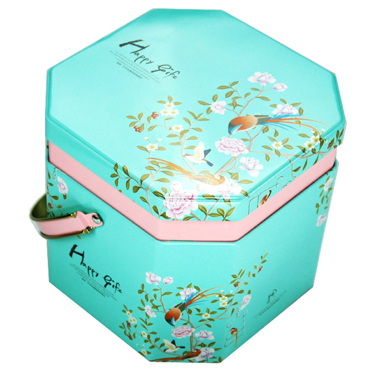 新款金属八角月饼盒包装 马口铁月饼包装盒厂家 批发月饼盒