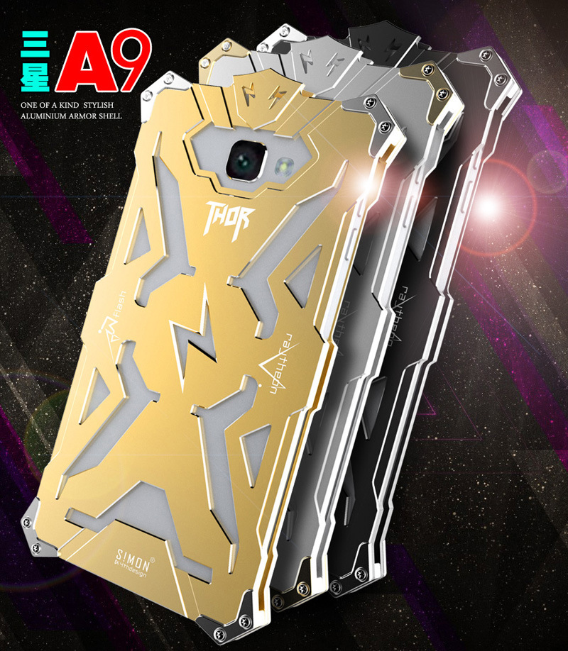 SIMON THOR Aviation Aluminum Alloy Shockproof Armor Metal Case Cover for Samsung Galaxy A9 A9000