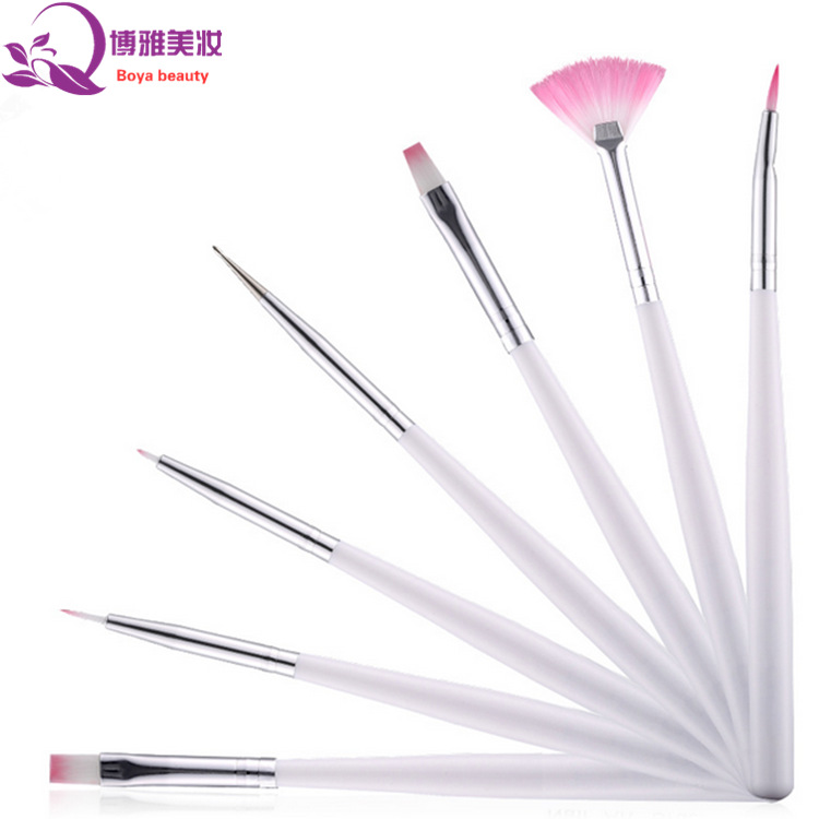 美甲用品 7支套装 美甲绘画闪粉刷笔 粉色渐变毛毛彩绘笔点花笔刷