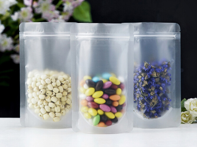 16*22 磨砂透明自立自封袋 烘焙食品零食包装袋 密封塑料袋 1只