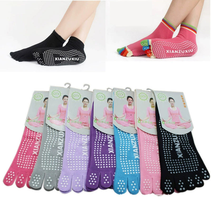 Non-slip colored demi-season yoga clothing for yoga, socks, wholesale, mid-length, Birthday gift