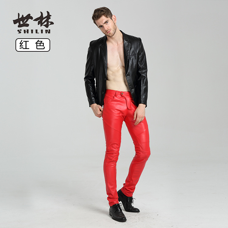 拼接皮裤1红色 (27)